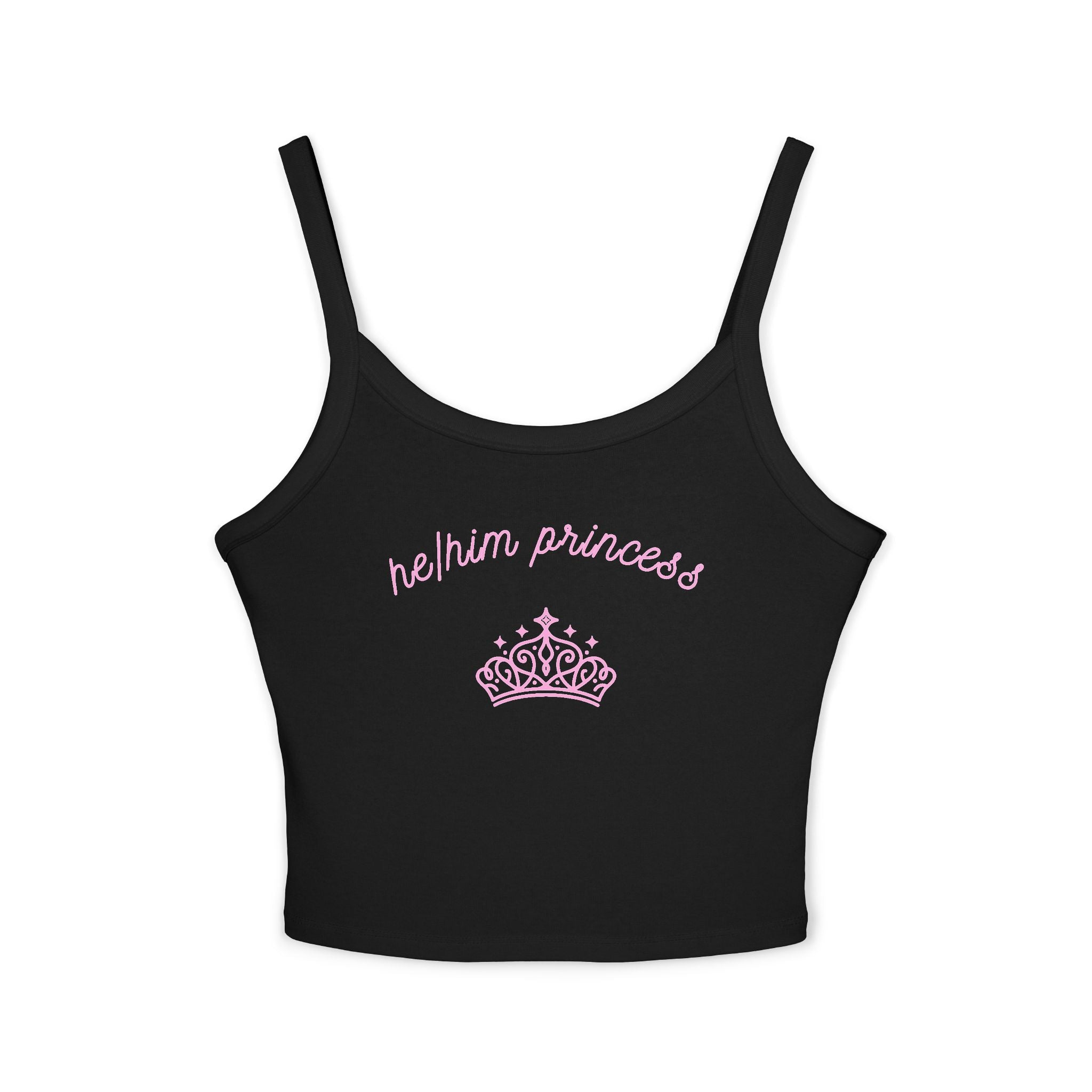 'He/I'm Princess' Pink Tiara Spaghetti Strap Tank Top